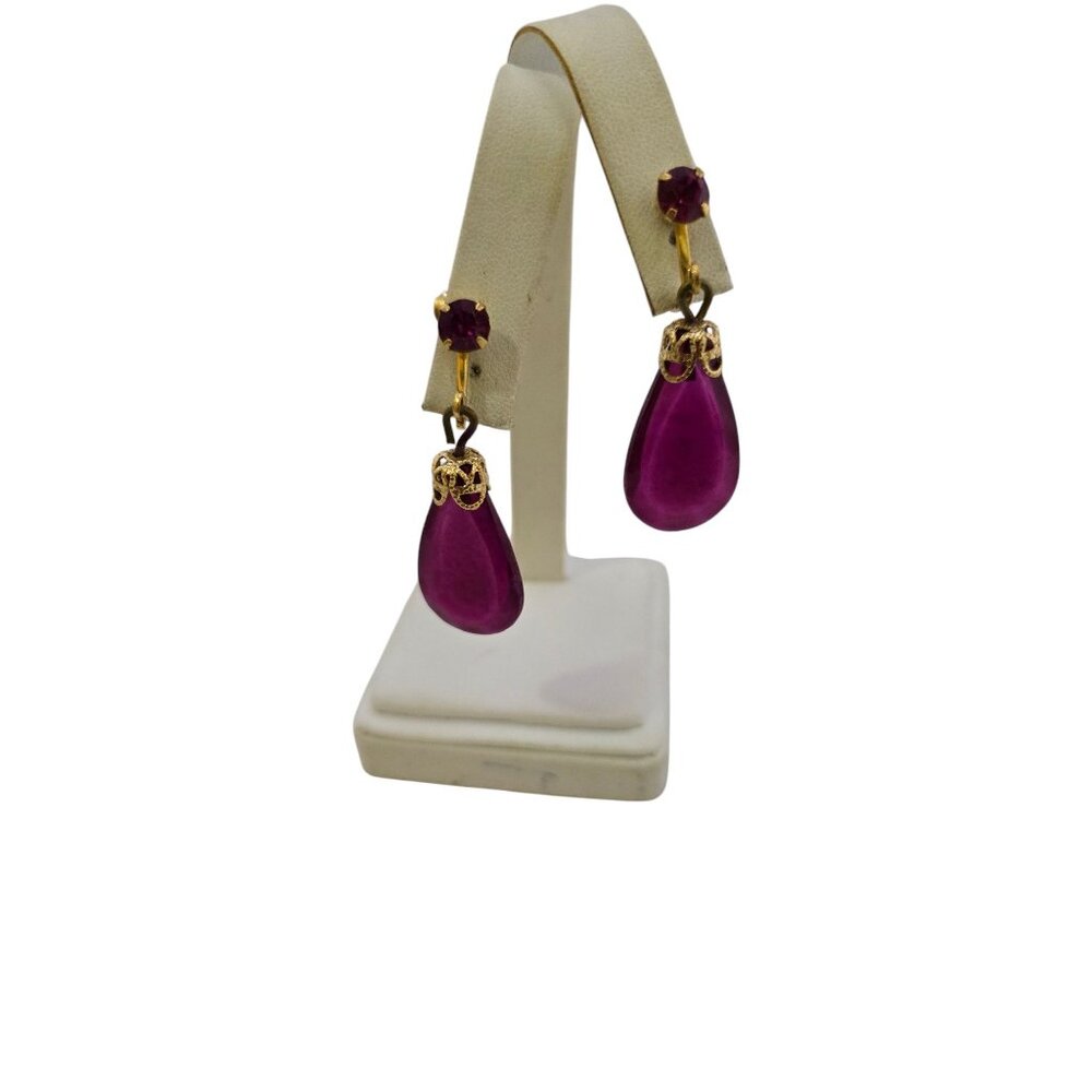Vintage Acrylic Drop Clip Earrings (A7984)